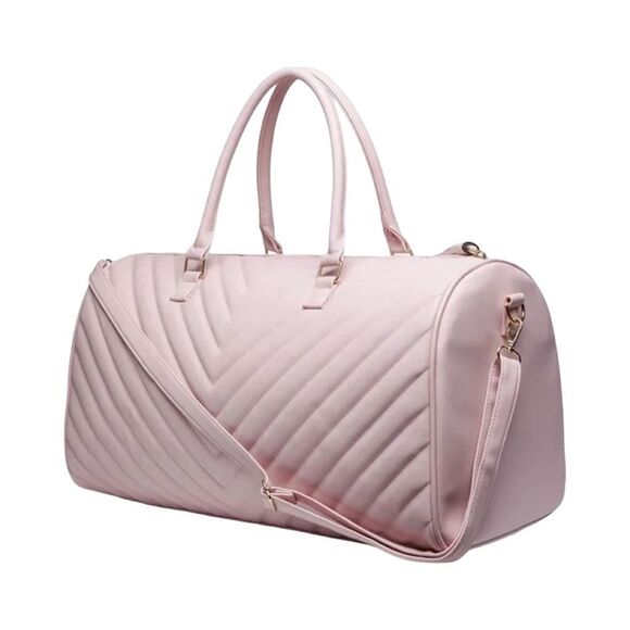 Ms. Lovely Pink Large Chevron Weekender Duffle Bag - 22” x 10” x 11” - Picture 4 of 6